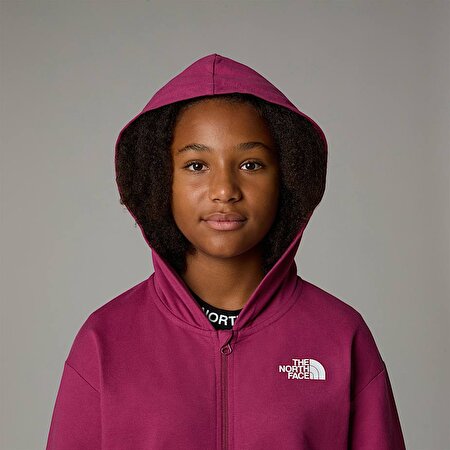 Kız Çocuk Oversized Light Tam Boy Fermuarlı Kapüşonlu Üst