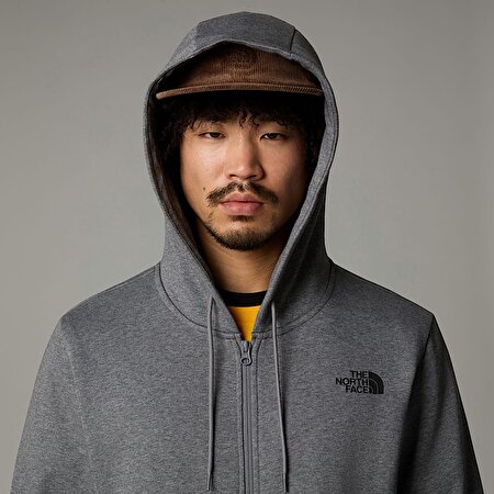 Erkek Simple Dome Tam Boy Fermuarlı Kapüşonlu Üst