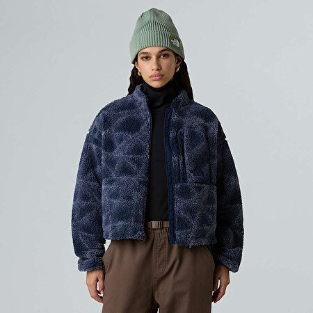 Kadın Extreme Pile Printed Tam Boy Fermuarlı Polar