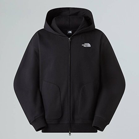 Unisex Oversized Tam Boy Fermuarlı Kapüşonlu Üst