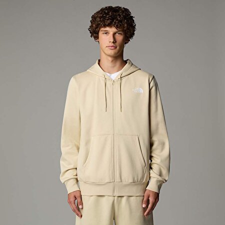 Erkek Simple Dome Tam Boy Fermuarlı Kapüşonlu Üst