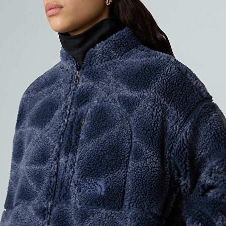 Kadın Extreme Pile Printed Tam Boy Fermuarlı Polar