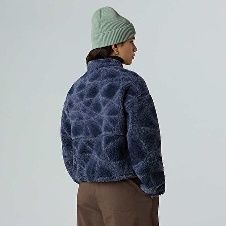 Kadın Extreme Pile Printed Tam Boy Fermuarlı Polar