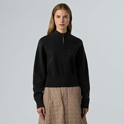 Kadın Yarım Fermuarlı Logo Sweatshirt